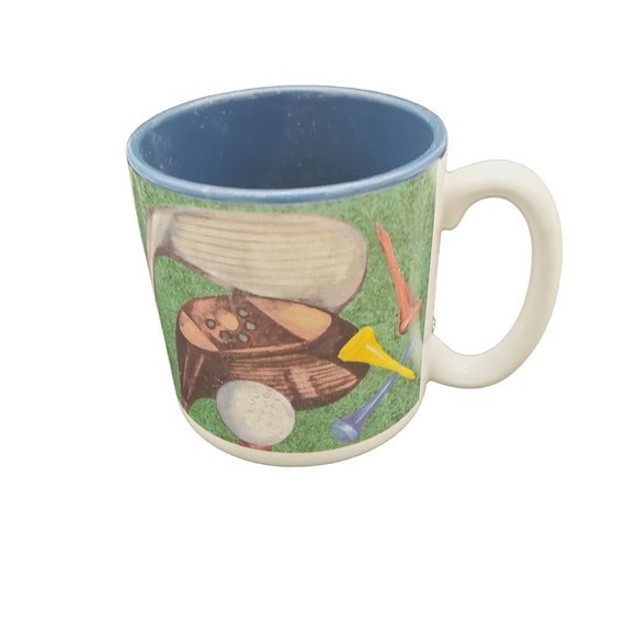 VTG Golf Themed Coffee Mugs Cup‎ 1992 Potpourri Golf's My Game Blue Inside - Picture 3 of 6